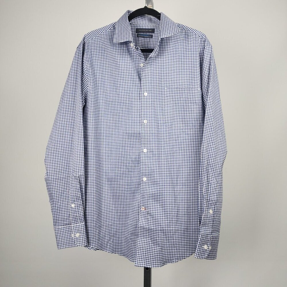 Men's Blue Gingham Dress Shirt - Classic Button-Up